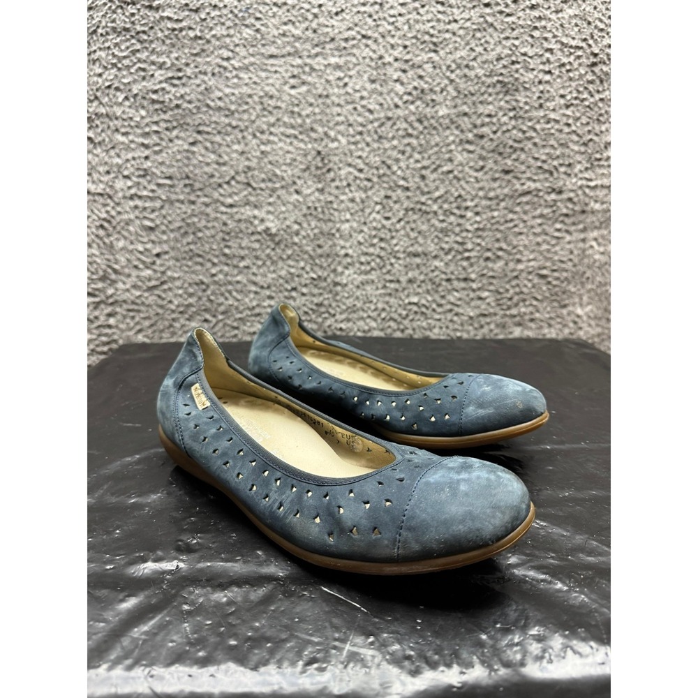 Mephisto Perforated Suede Leather Slip-On Ballet Flats Blue Womens Size 10 US